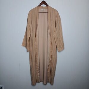Flea Style Kimono Duster Size M/L Light Brown Floral Embrodered Boho Festival